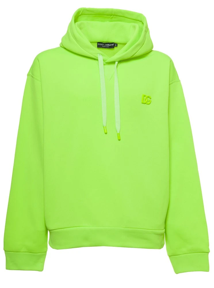 ( New Season ) Dolce & Gabbana Logo Embroidered Hoodie - Green 1 ( New Season ) Dolce & Gabbana Logo Embroidered Hoodie - Green