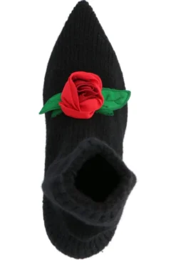 Dolce & Gabbana Knitted Rose Embellished Ankle Boots - Black -Cheap Vestureo Store 32cb18d0723915beae2e77aa4400ef56