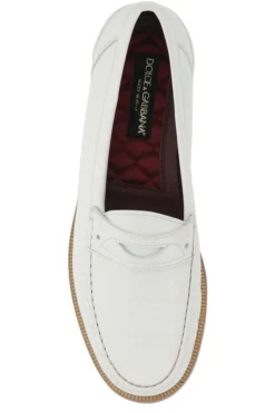 Dolce & Gabbana Logo Plaque Penny Loafers - White -Cheap Vestureo Store 32fbaaf65b1413da955d73192d734f40