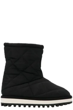 Dolce & Gabbana Logo Patched Padded Boots - Black