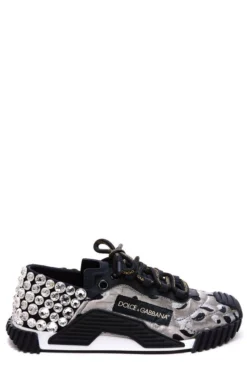 ( New Season ) Dolce & Gabbana Logo Detailed Embellished Sneakers - Multi