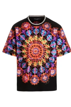 ( New Season ) Dolce & Gabbana Kaleidoscopic Printed Crewneck T-Shirt - Multi