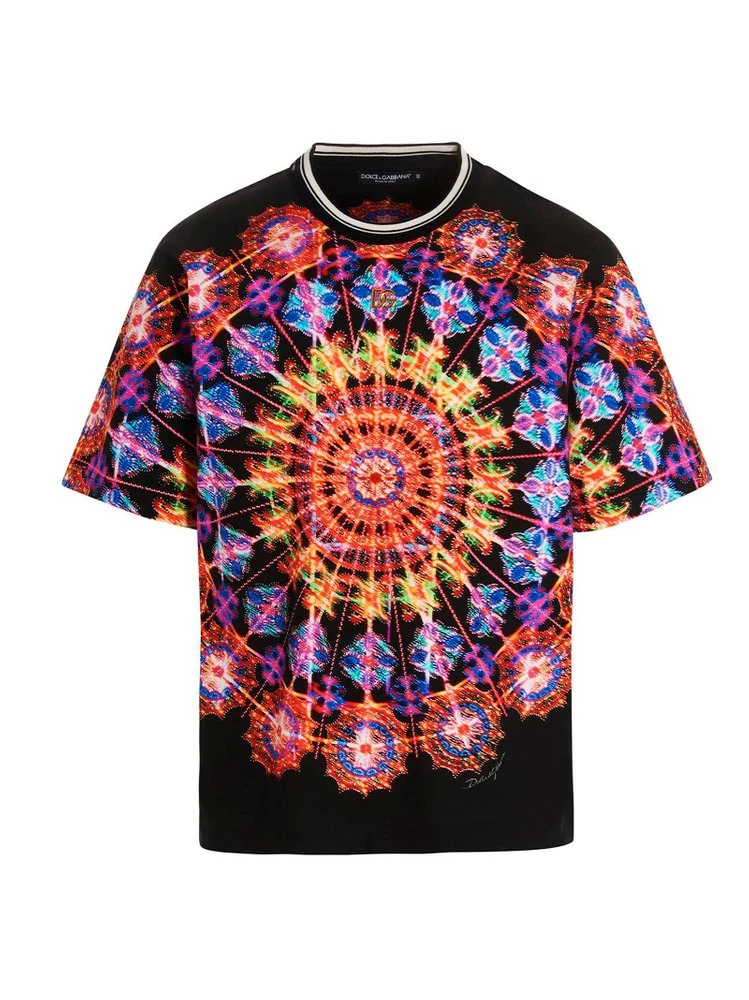 ( New Season ) Dolce & Gabbana Kaleidoscopic Printed Crewneck T-Shirt - Multi 1 ( New Season ) Dolce & Gabbana Kaleidoscopic Printed Crewneck T-Shirt - Multi