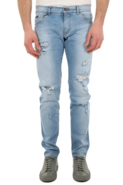 ( New Season ) Dolce & Gabbana Distressed Skinny Jeans - Blue