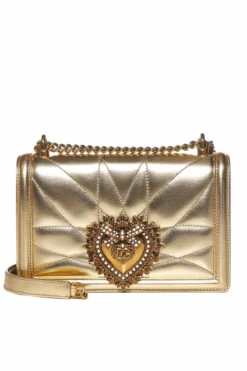 ( New Season ) Dolce & Gabbana Devotion Crossbody Bag - Gold