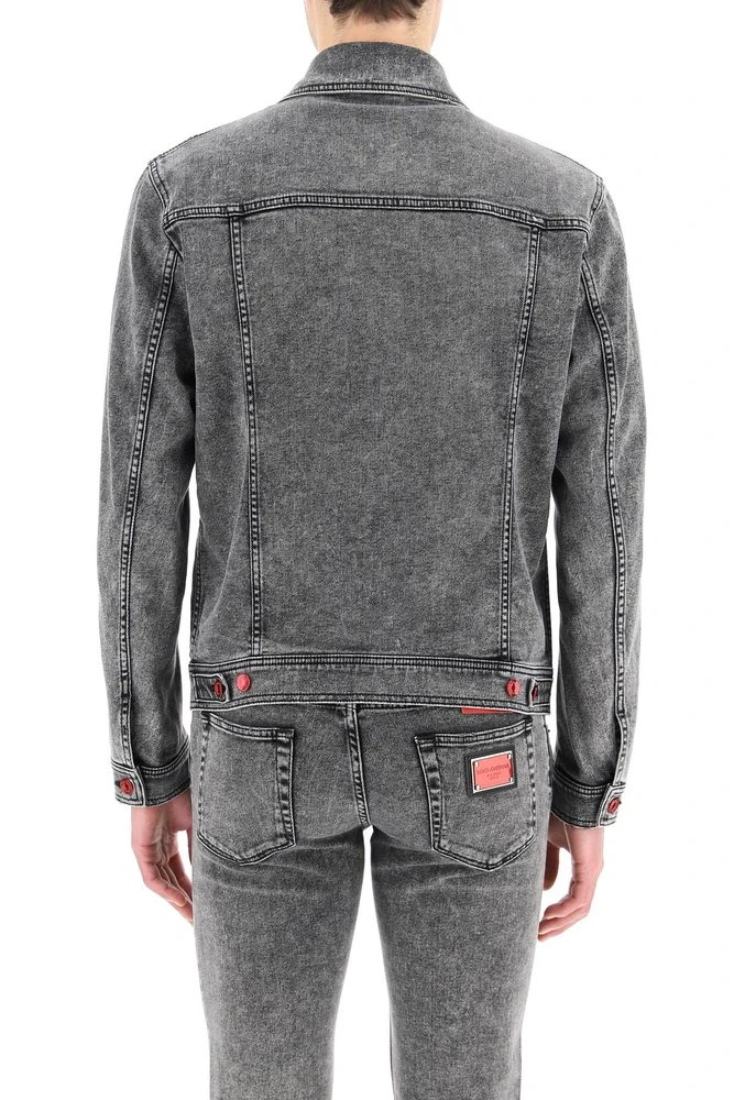 ( New Season ) Dolce & Gabbana Washed Effect Denim Jacket - Grey 3 ( New Season ) Dolce & Gabbana Washed Effect Denim Jacket - Grey - Image 3