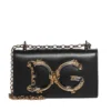 ( New Season ) Dolce & Gabbana Logo Plaque Chained Crossbody Bag - Black