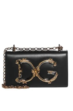 Cheap Vestureo Store 23 ( New Season ) Dolce & Gabbana Logo Plaque Chained Crossbody Bag - Black