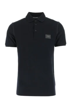 Dolce & Gabbana Classic Logo Plaque Polo Shirt - Navy
