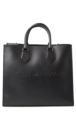 Dolce & Gabbana Logo-Embossed Strapped Tote Bag - Black