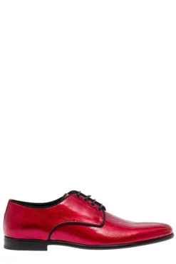 ( New Season ) Dolce & Gabbana Patent Lace-Up Derby Shoes - Red