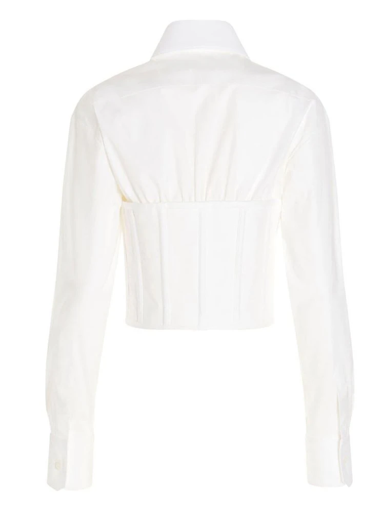( New Season ) Dolce & Gabbana Poplin Bustier Shirt - White 2 ( New Season ) Dolce & Gabbana Poplin Bustier Shirt - White - Image 2
