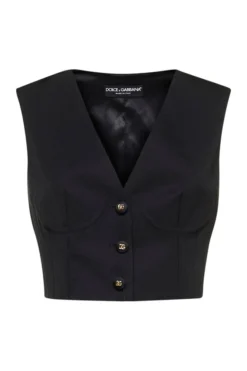 ( New Season ) Dolce & Gabbana Buttoned Crop Vest - Black