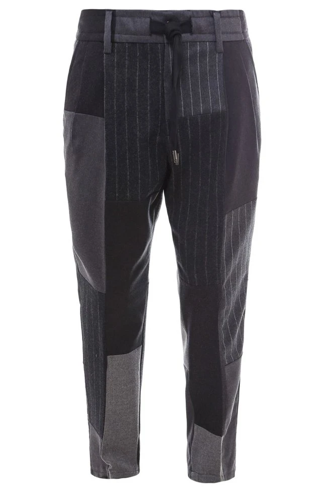 Dolce & Gabbana Patchwork Panelled Drawstring Pants - Grey 1 Dolce & Gabbana Patchwork Panelled Drawstring Pants - Grey