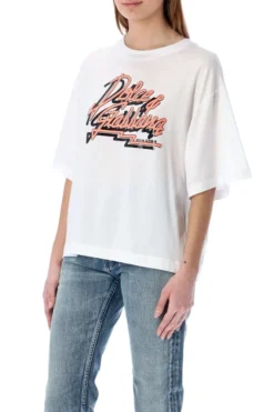 ( New Season ) Dolce & Gabbana Logo Print Crewneck T-Shirt - White -Cheap Vestureo Store 3808b2ba0b631ba228e9d4f18e3bb02a