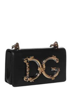 ( New Season ) Dolce & Gabbana Logo Plaque Chained Crossbody Bag - Black -Cheap Vestureo Store 386170e39e466a96d7601290f95ba555
