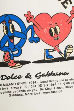 ( New Season ) Dolce & Gabbana Graphic Printed Crewneck T-Shirt - White -Cheap Vestureo Store 38d4b8579c9156c54cc3ee1d37a9817a