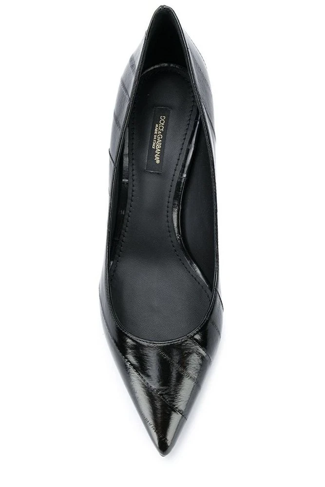 Dolce & Gabbana Striped Pointed Toe Pumps - Black 4 Dolce & Gabbana Striped Pointed Toe Pumps - Black - Image 4