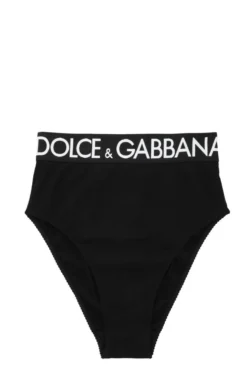( New Season ) Dolce & Gabbana High-Waisted Logo Waistband Briefs - Black