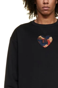 ( New Season ) Dolce & Gabbana Heart Patched Crewneck Sweatshirt - Black -Cheap Vestureo Store 39d94a0a6f9520e3f398739c0b1a92c1