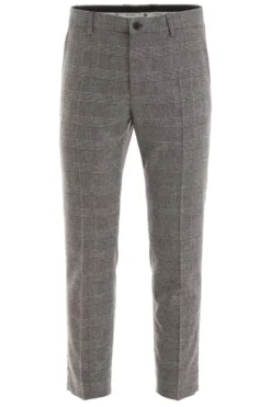 Dolce & Gabbana Checked Straight Leg Trousers - Grey