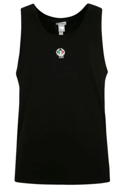 ( New Season ) Dolce & Gabbana Logo Embroidered Tank Top - Black