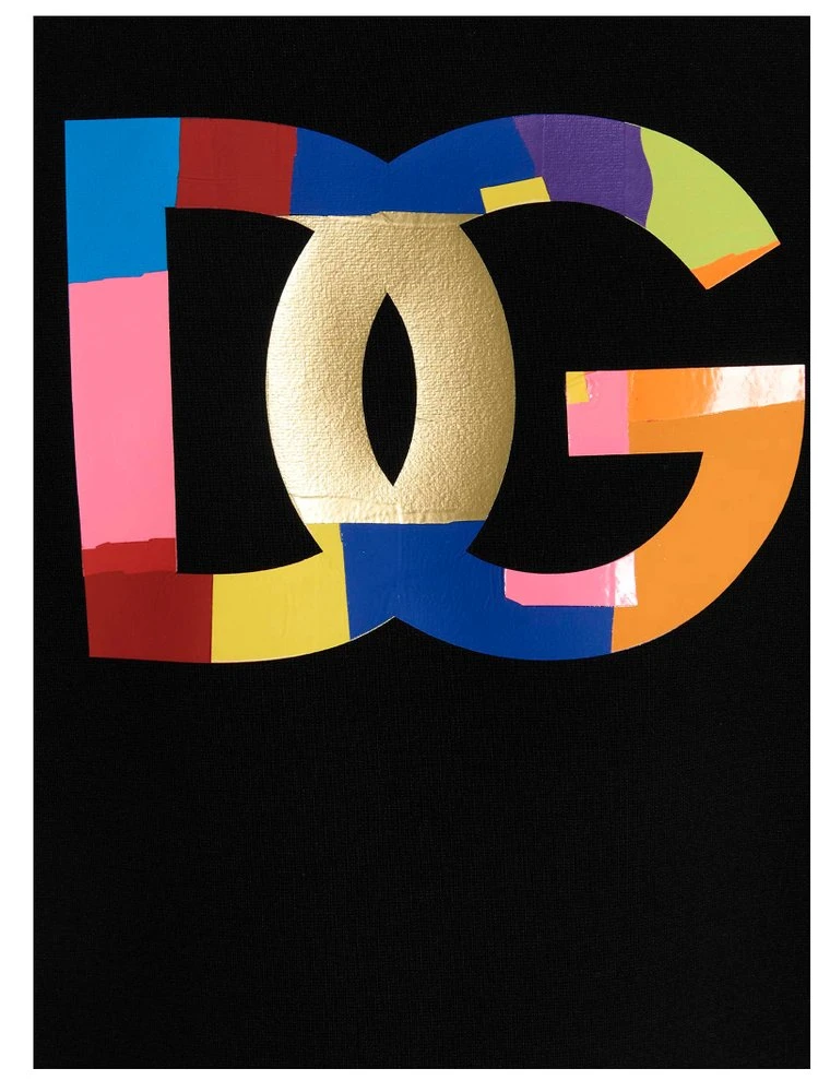 ( New Season ) Dolce & Gabbana Logo Print Crewneck T-Shirt - Black 4 ( New Season ) Dolce & Gabbana Logo Print Crewneck T-Shirt - Black - Image 4