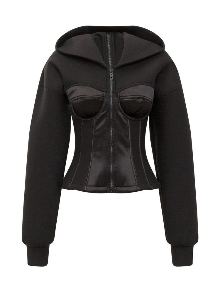 Dolce & Gabbana Corset Hooded Jacket - Black 1 Dolce & Gabbana Corset Hooded Jacket - Black