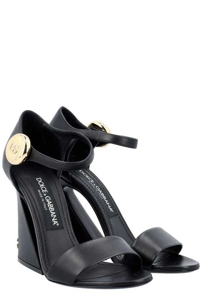 ( New Season ) Dolce & Gabbana Open Toe Ankle Strap Sandals - Black 2 ( New Season ) Dolce & Gabbana Open Toe Ankle Strap Sandals - Black - Image 2