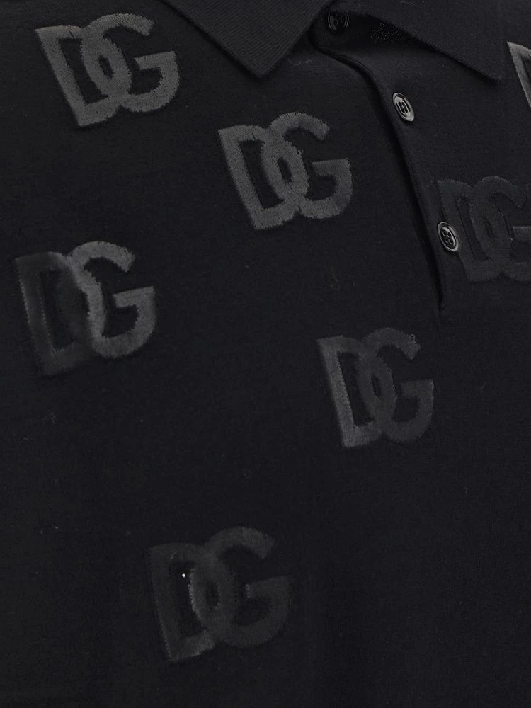 ( New Season ) Dolce & Gabbana Logo Embroidered Buttoned Polo Shirt - Black 3 ( New Season ) Dolce & Gabbana Logo Embroidered Buttoned Polo Shirt - Black - Image 3