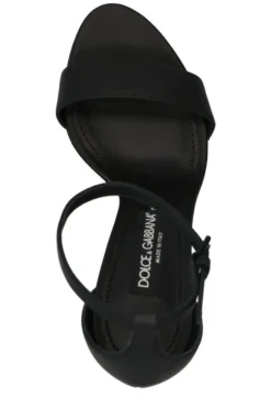 ( New Season ) Dolce & Gabbana DG Heel Open Toe Sandals - Black -Cheap Vestureo Store 3bf87f4eb3e67770356afb0c26ac5d94