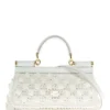 ( New Season ) Dolce & Gabbana Small Sicily Crocheted Handbag - White