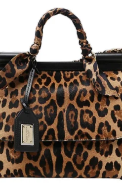 ( New Season ) Dolce & Gabbana Sicily Leopard Printed Medium Tote Bag - Multi