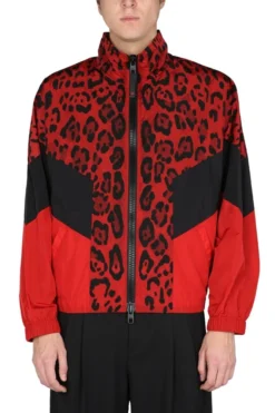 ( New Season ) Dolce & Gabbana High Neck Leopard Printed Jacket - Multi