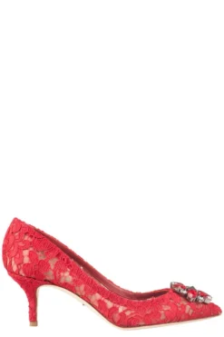 Dolce & Gabbana Bellucci Lace Embellished Pumps - Red
