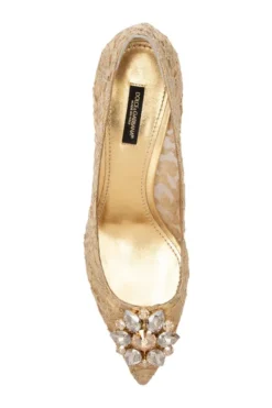Dolce & Gabbana Crystal-Embellished Lace Pumps - Gold -Cheap Vestureo Store 3cf5e42fc3507b986120cc82466e36ba