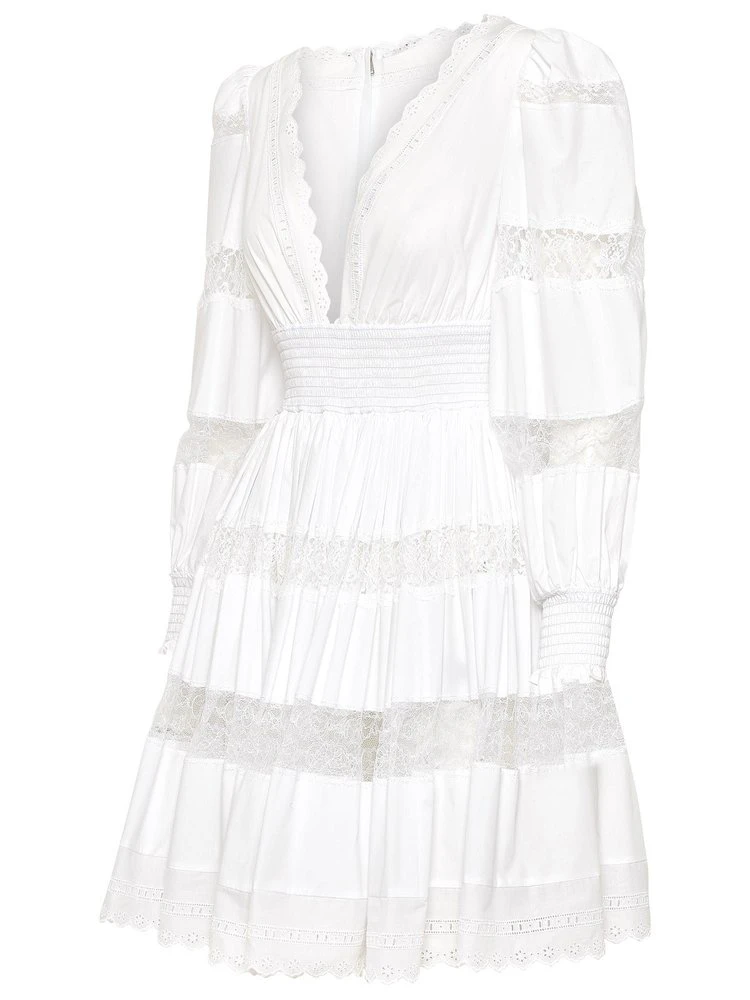 ( New Season ) Dolce & Gabbana Lace Detailed Poplin Mini Dress - White 3 ( New Season ) Dolce & Gabbana Lace Detailed Poplin Mini Dress - White - Image 3