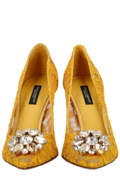 ( New Season ) Dolce & Gabbana Taormina Lace Embellished Pumps - Yellow -Cheap Vestureo Store 3d9db7c7d42f0a13f8e426f0bf95f8ea