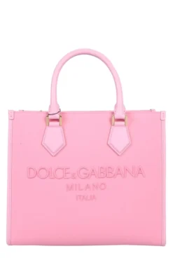 ( New Season ) Dolce & Gabbana Logo Embroidered Tote Bag - Pink