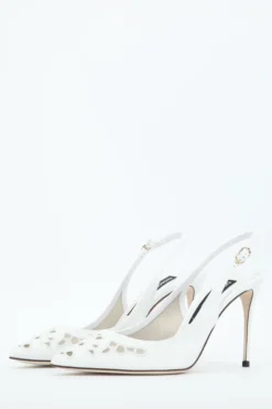 ( New Season ) Dolce & Gabbana Embroidered Slingback Pumps - White -Cheap Vestureo Store 3ee60bbba20b7720f41a02eff041d476