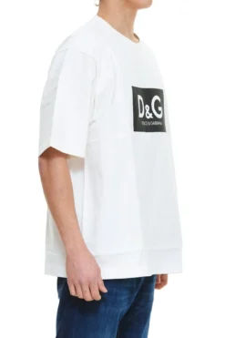 ( New Season ) Dolce & Gabbana Logo Printed Crewneck T-Shirt - White -Cheap Vestureo Store 3f05ba6d5152d8153457a476640e0320