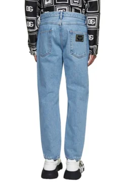 ( New Season ) Dolce & Gabbana Logo Patch Cropped Jeans - Blue -Cheap Vestureo Store 3f3e0d68128f491da50d12e376559f81
