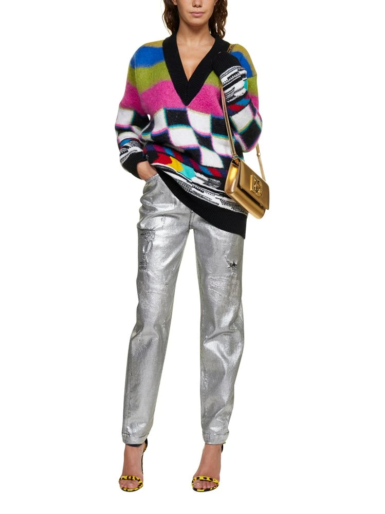 Dolce & Gabbana Glitch Designed V-Neck Sweater - Multi 4 Dolce & Gabbana Glitch Designed V-Neck Sweater - Multi - Image 4