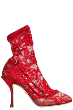 Dolce & Gabbana Lace Sock Boots - Red