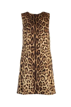 Dolce & Gabbana Sleeveless Leopard Printed Dress - Brown