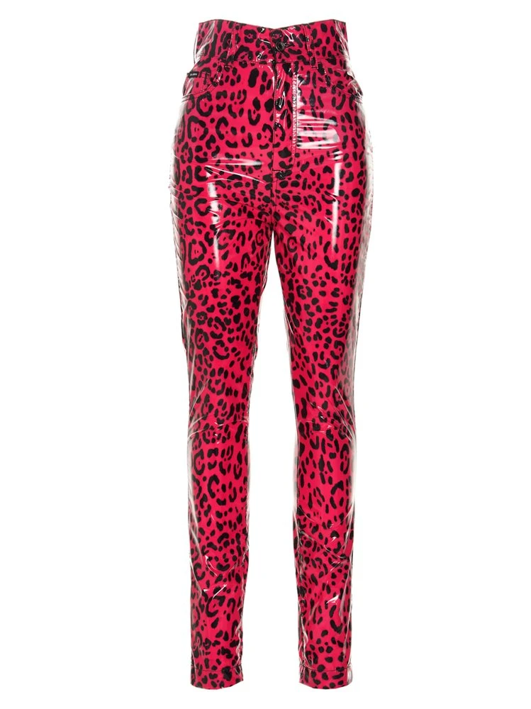 Dolce & Gabbana Animal Print Skinny Leg Pants - Pink 1 Dolce & Gabbana Animal Print Skinny Leg Pants - Pink