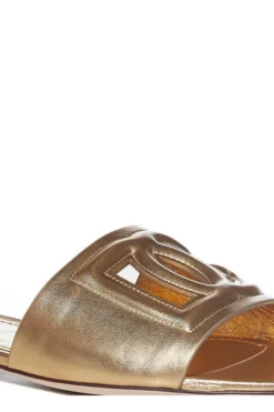 ( New Season ) Dolce & Gabbana DG Slide Sandals - Gold -Cheap Vestureo Store 4090c800ec33911dd3a5cf17762d3348