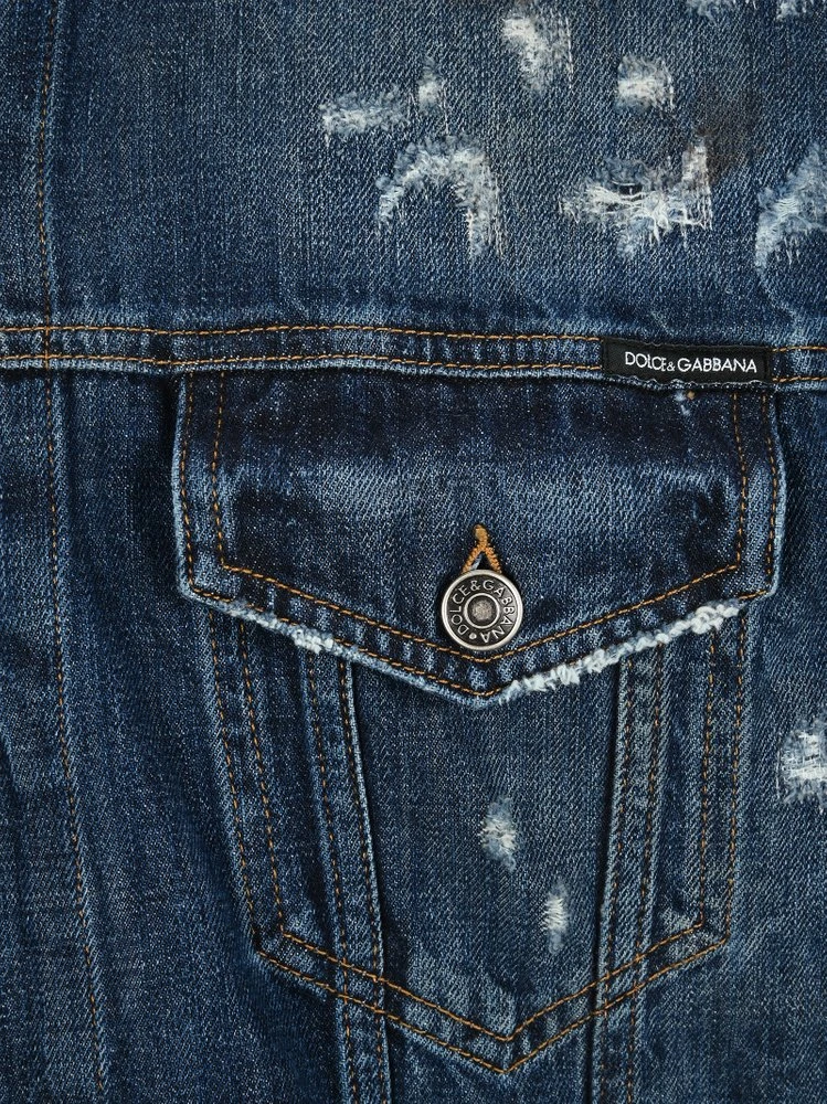 Dolce & Gabbana Distressed Buttoned Denim Jacket - Blue 6 Dolce & Gabbana Distressed Buttoned Denim Jacket - Blue - Image 6