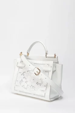 ( New Season ) Dolce & Gabbana Embroidered Large Sicily 62 Soft Tote Bag - White