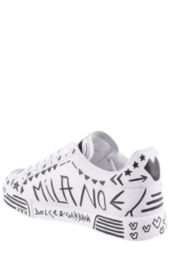 ( New Season ) Dolce & Gabbana Printed Lace-Up Sneakers - White -Cheap Vestureo Store 40de9f9ce466099efa311d99a20d248e